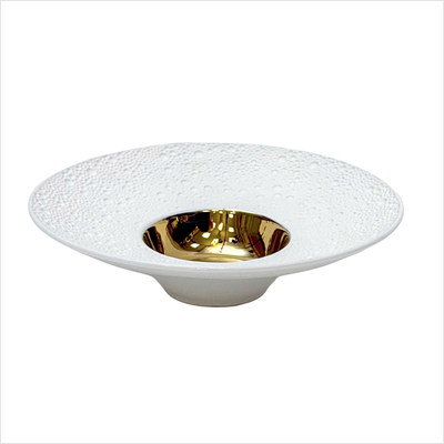 MOON_ - Teller - gourmet tief - 27 cm - rund - weiss - Spiegel gold glaenzend_side